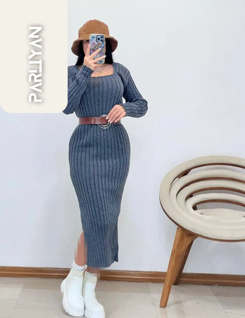 پیراهن یقه خشتی بلند