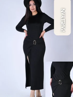 پیراهن ماکسی بلند چاکدار زنانه پارلین | PA66992