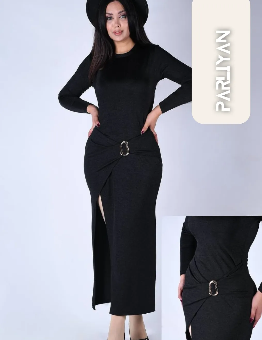 پیراهن ماکسی بلند چاکدار زنانه پارلین | PA66992