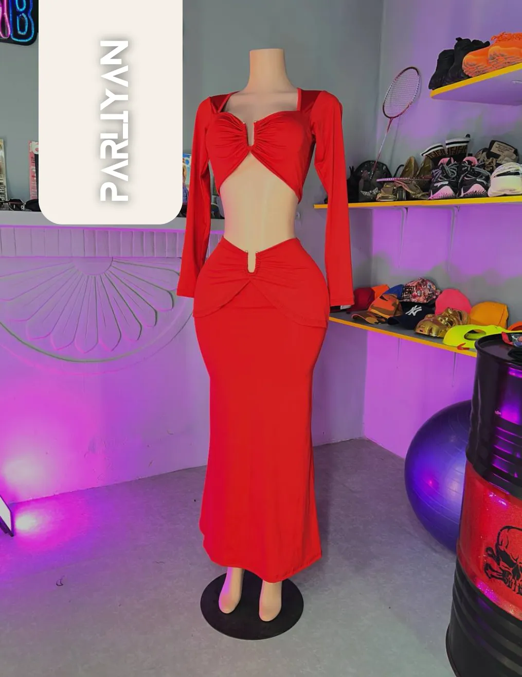 ست کراپ و دامن پیرسینگ ریون زنانه پارلین | PA77013 - Image 3