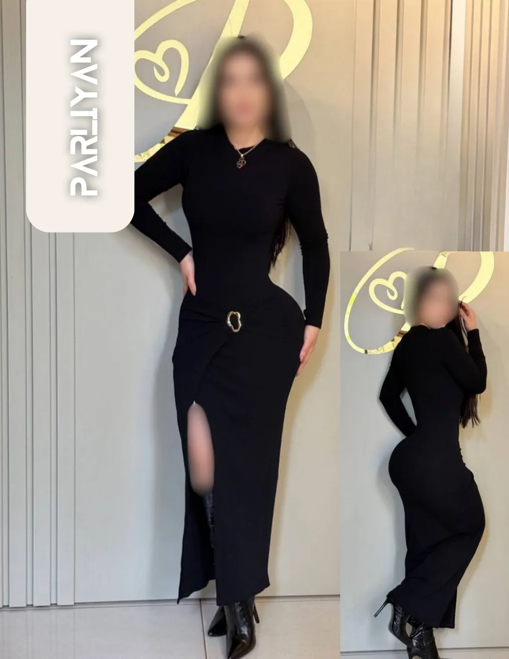 پیراهن ماکسی بلند چاکدار زنانه پارلین | PA66992 - Image 4