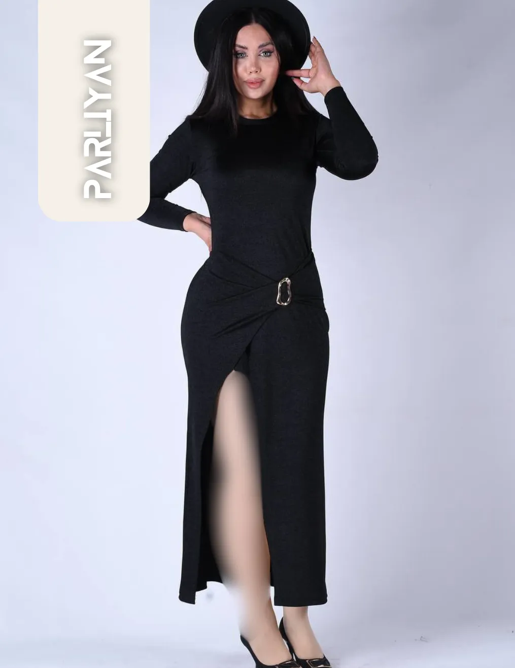 پیراهن ماکسی بلند چاکدار زنانه پارلین | PA66992 - Image 3