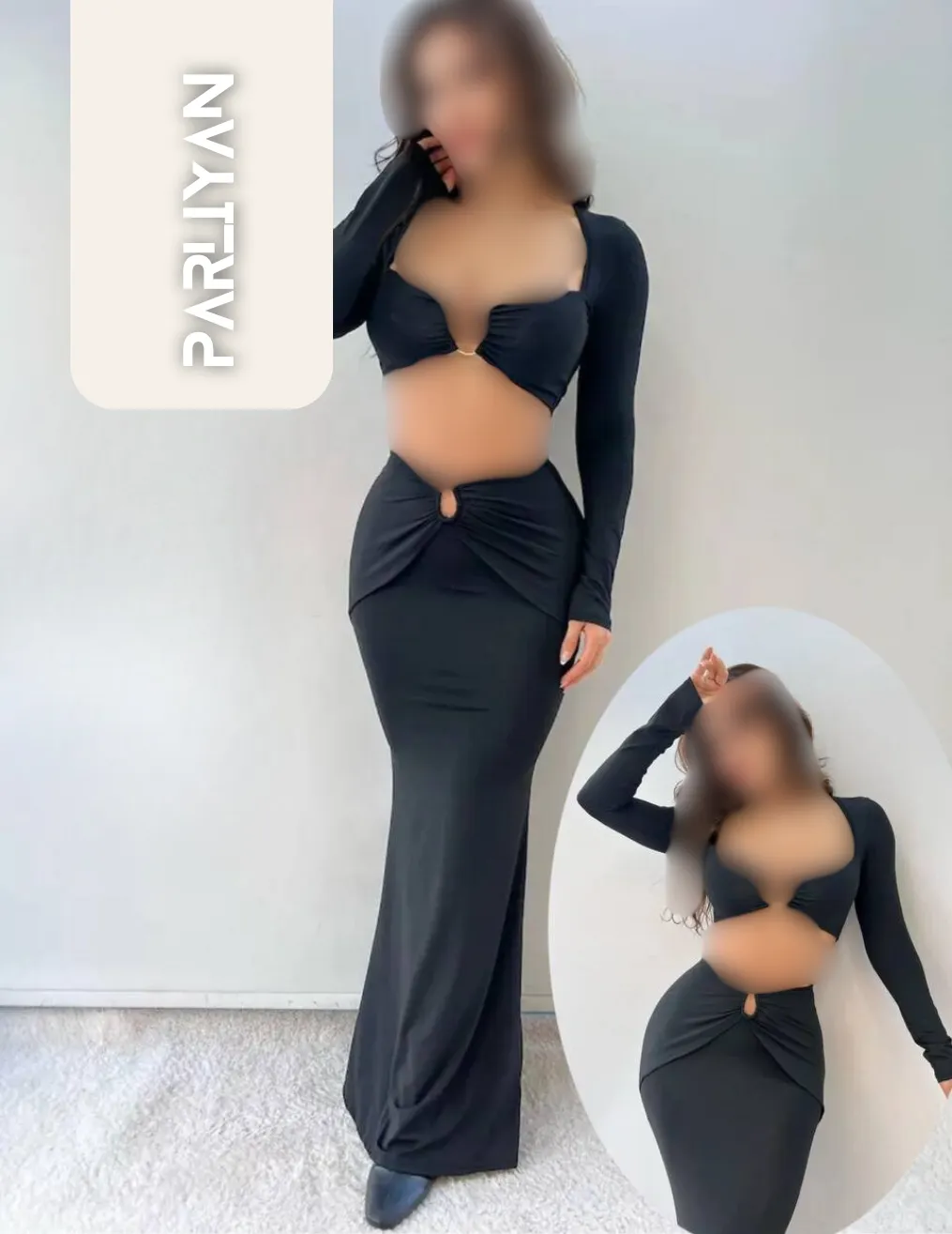 ست کراپ و دامن پیرسینگ ریون زنانه پارلین | PA77013