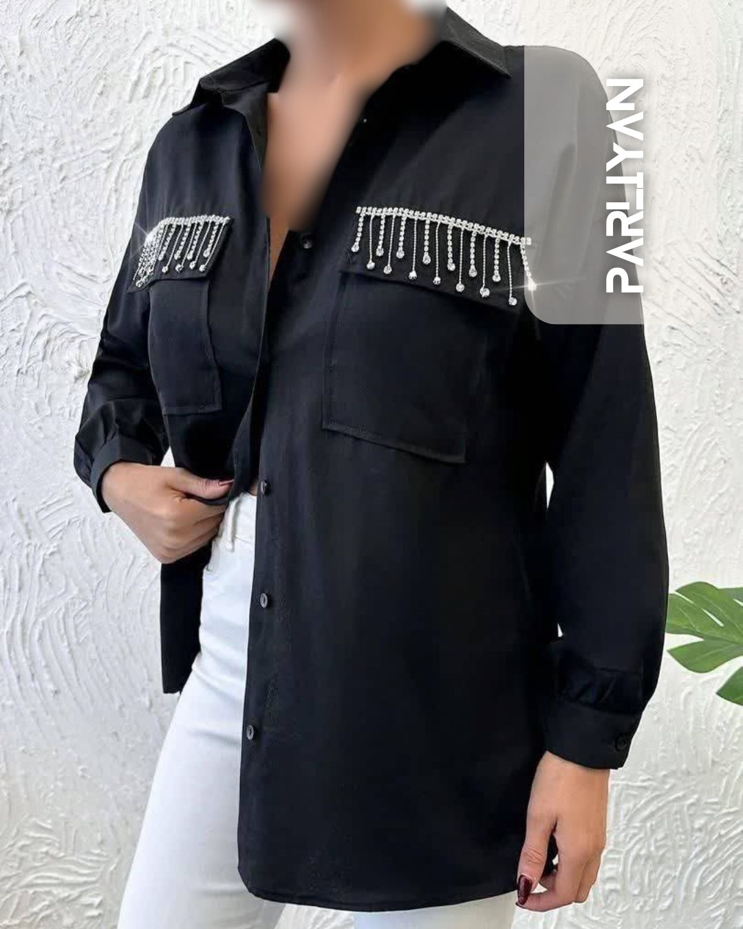 شومیز نگین خطی زنانه